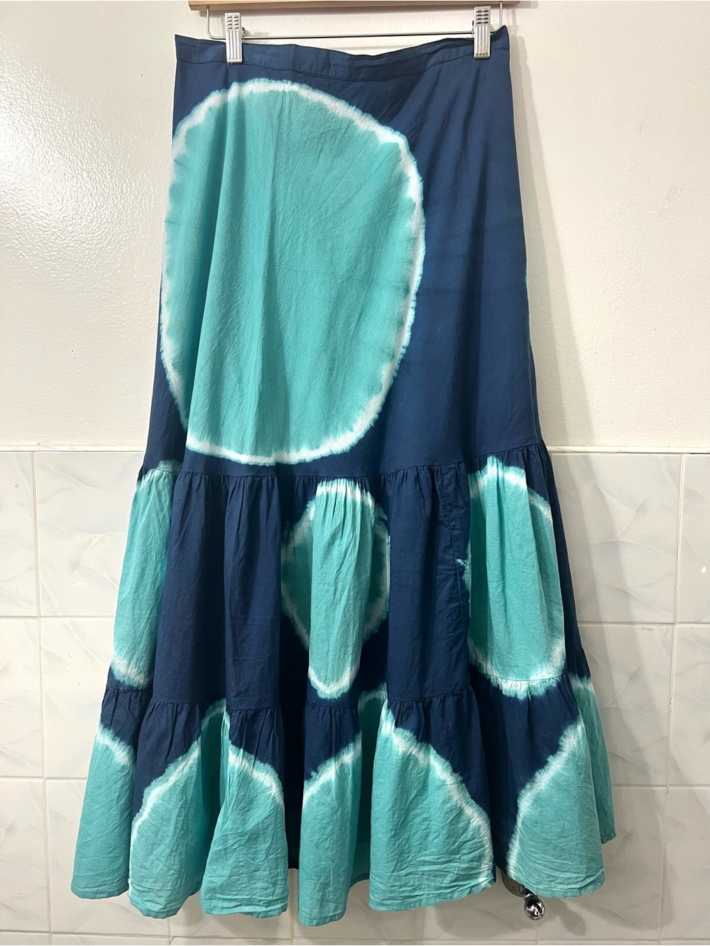 Matta NYC Tie Dye 100% Cotton Tiered Wrap Skirt S/M Boho Retro Resort Art Flowy - Picture 2 of 10
